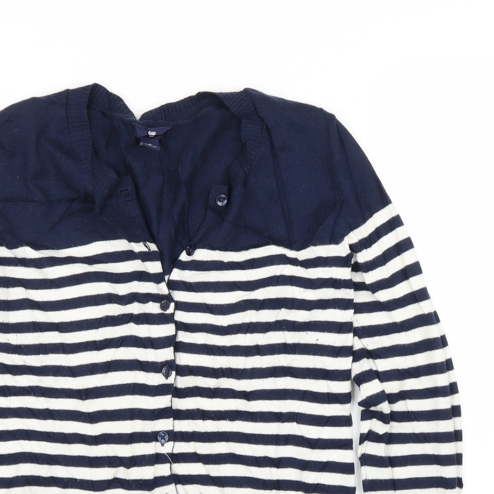 Gap Womens Blue Striped  Cardigan Jumper Size M