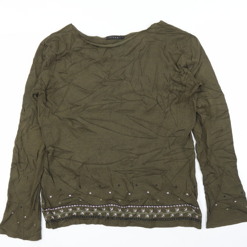 Linea Womens Green Floral  Pullover Jumper Size L