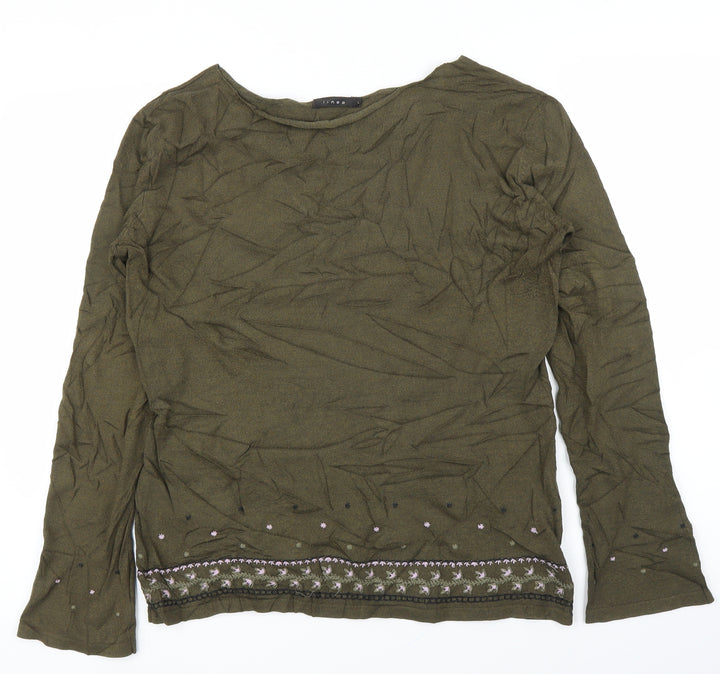 Linea Womens Green Floral  Pullover Jumper Size L