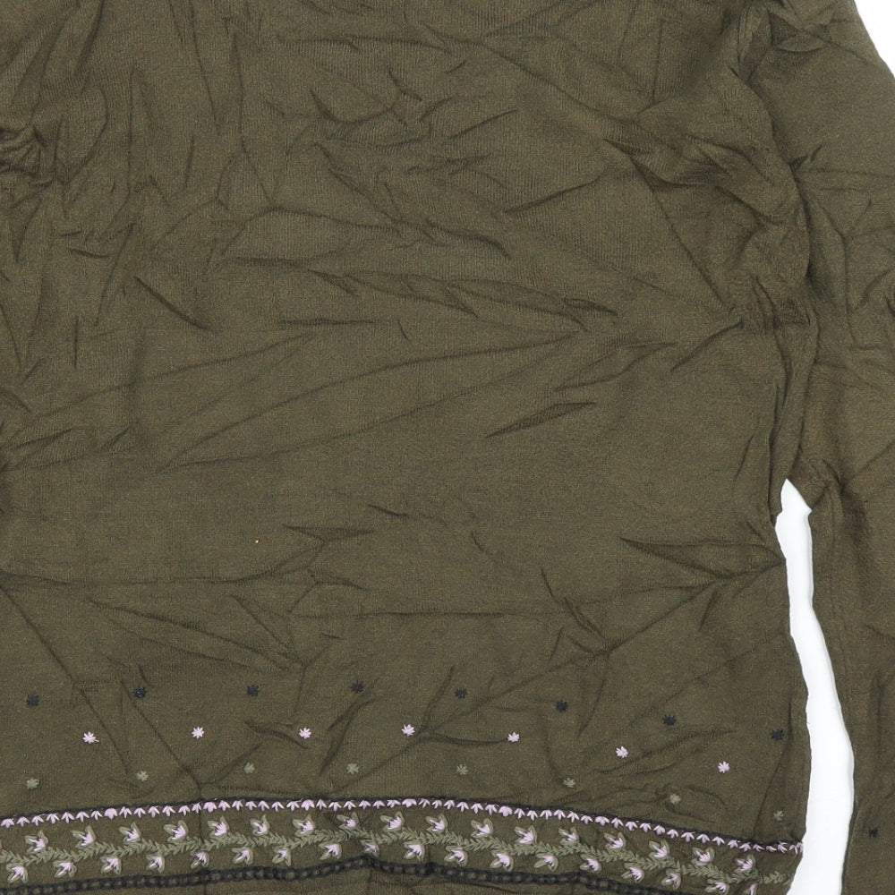 Linea Womens Green Floral  Pullover Jumper Size L