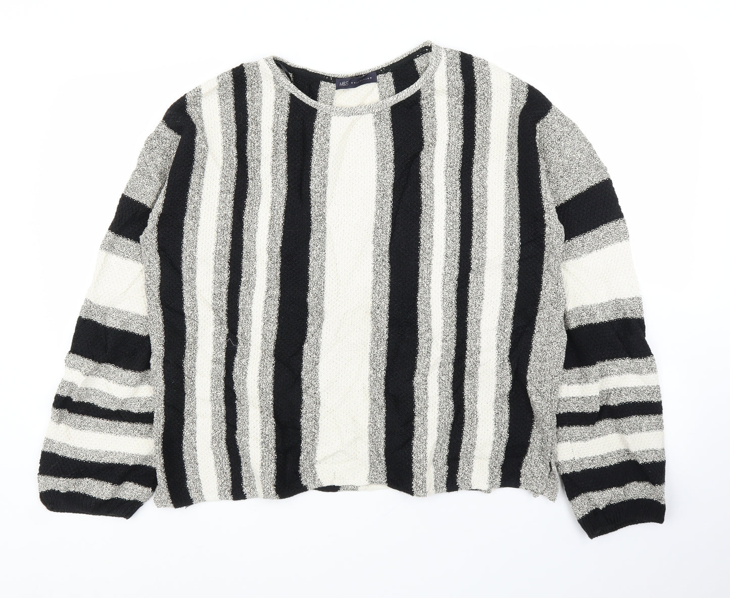 M&S Womens Beige Striped  Pullover Jumper Size L