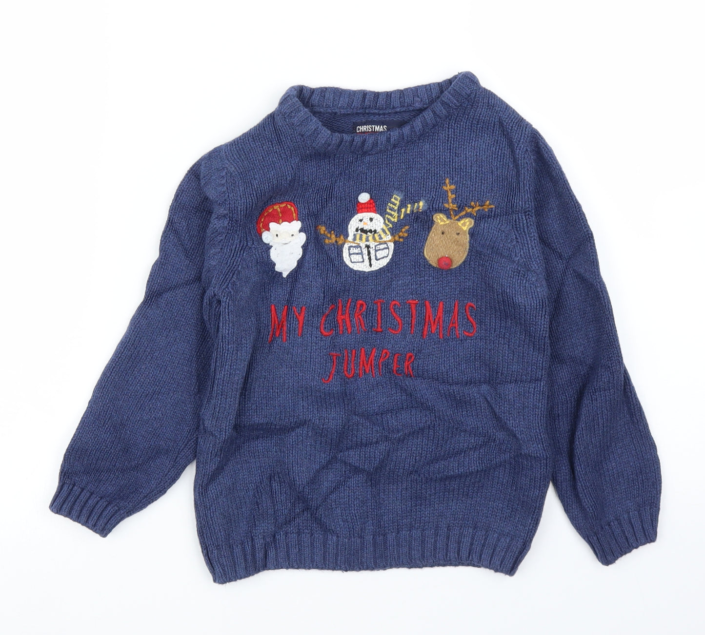 NEXT Boys Blue   Pullover Jumper Size 2-3 Years  - Christmas