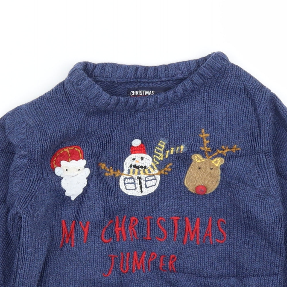 NEXT Boys Blue   Pullover Jumper Size 2-3 Years  - Christmas