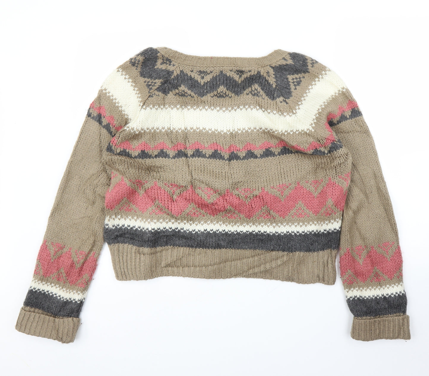 New Look Womens Brown Geometric  Cardigan Jumper Size 18