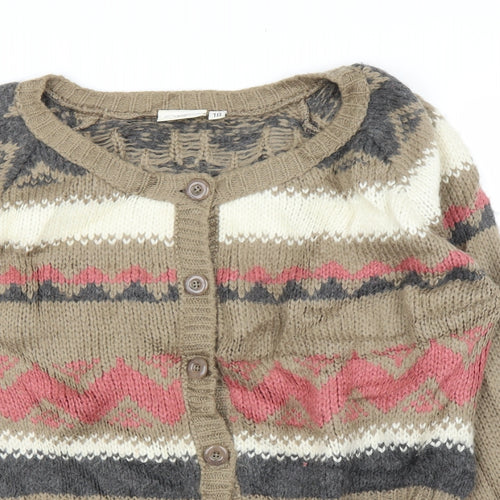 New Look Womens Brown Geometric  Cardigan Jumper Size 18