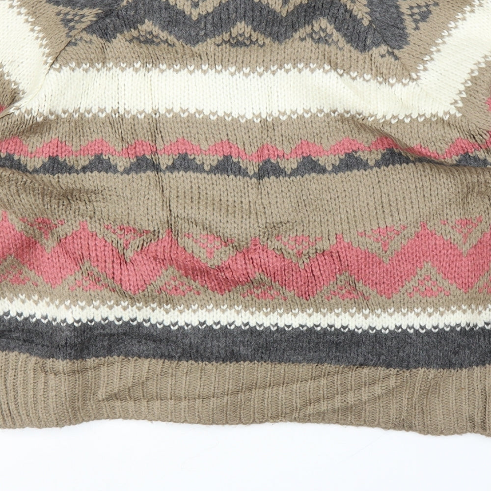 New Look Womens Brown Geometric  Cardigan Jumper Size 18