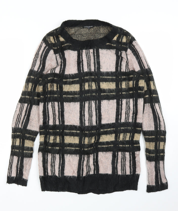 Warehouse Womens Pink Plaid Pullover Jumper Size 8