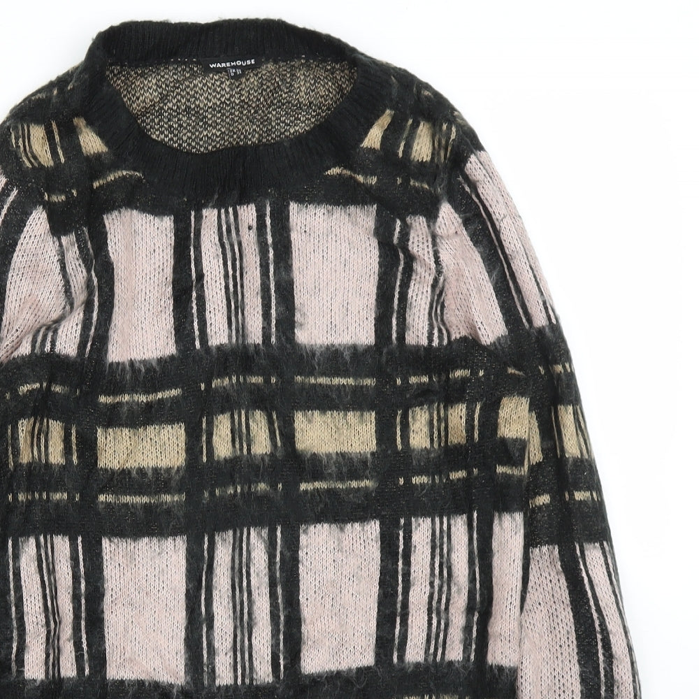 Warehouse Womens Pink Plaid  Pullover Jumper Size 8
