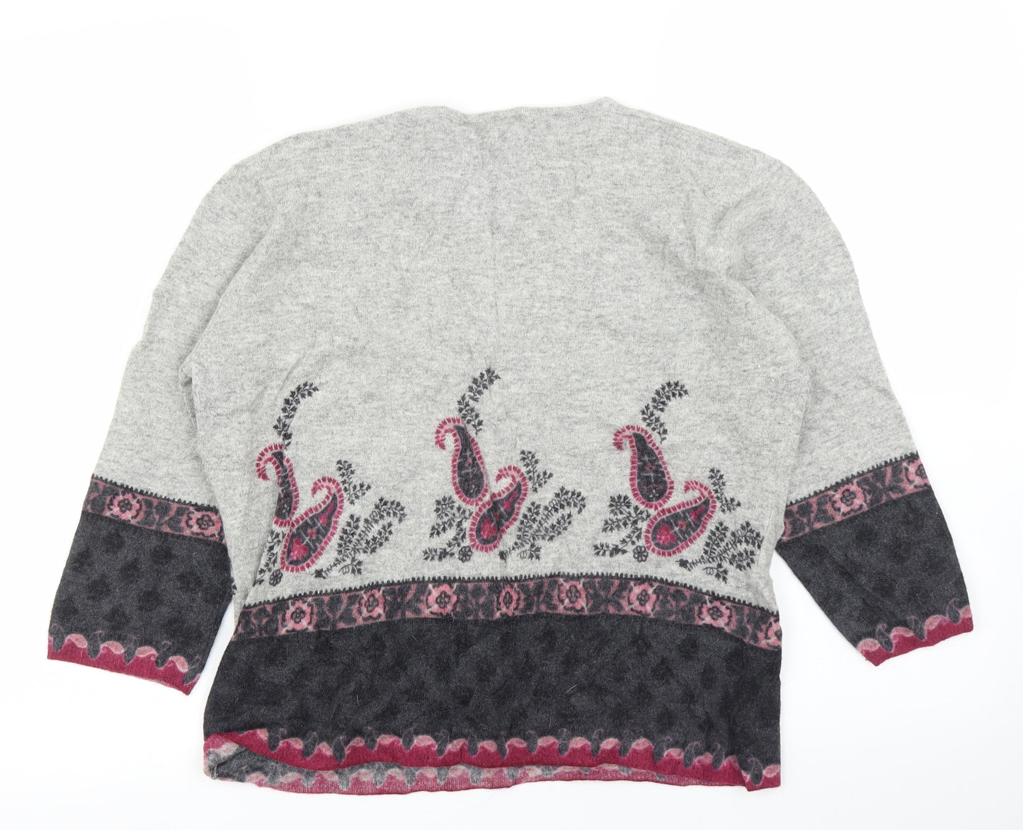 Alex & Co Womens Grey Paisley  Basic Blouse Size M