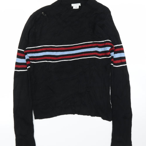 Cooperative Womens Black Striped  Basic Blouse Size M