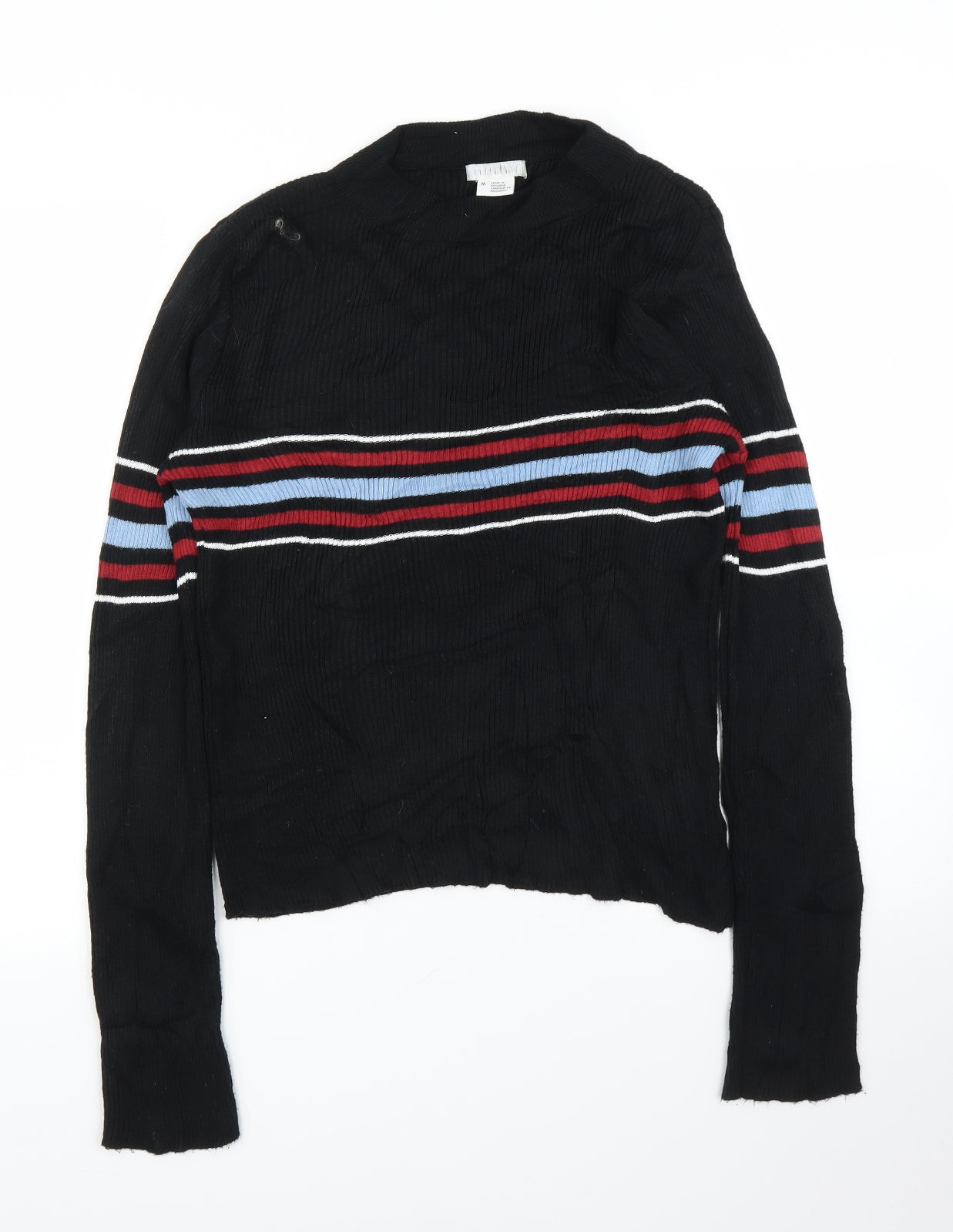 Cooperative Womens Black Striped  Basic Blouse Size M