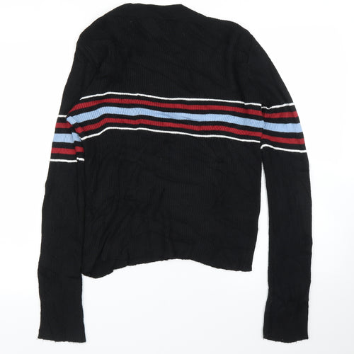 Cooperative Womens Black Striped  Basic Blouse Size M