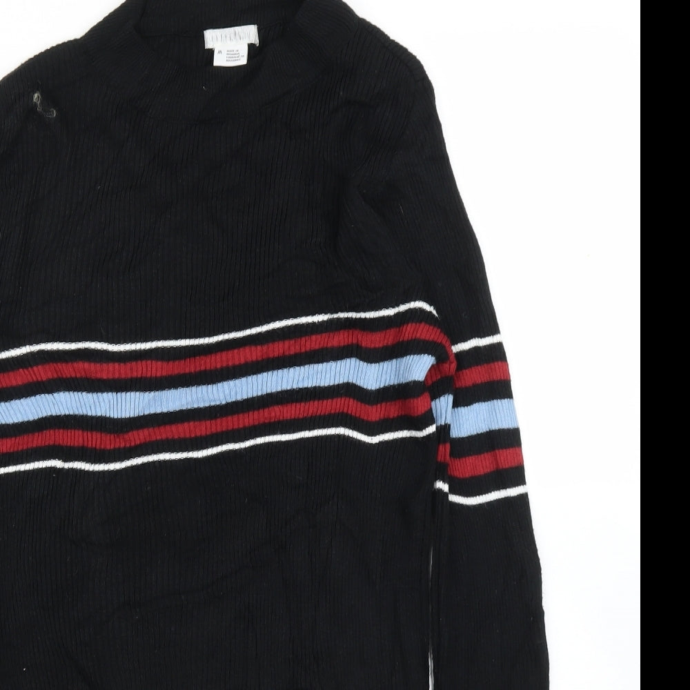 Cooperative Womens Black Striped  Basic Blouse Size M