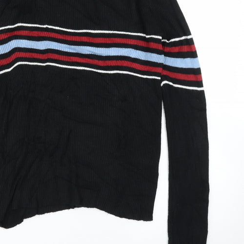 Cooperative Womens Black Striped  Basic Blouse Size M