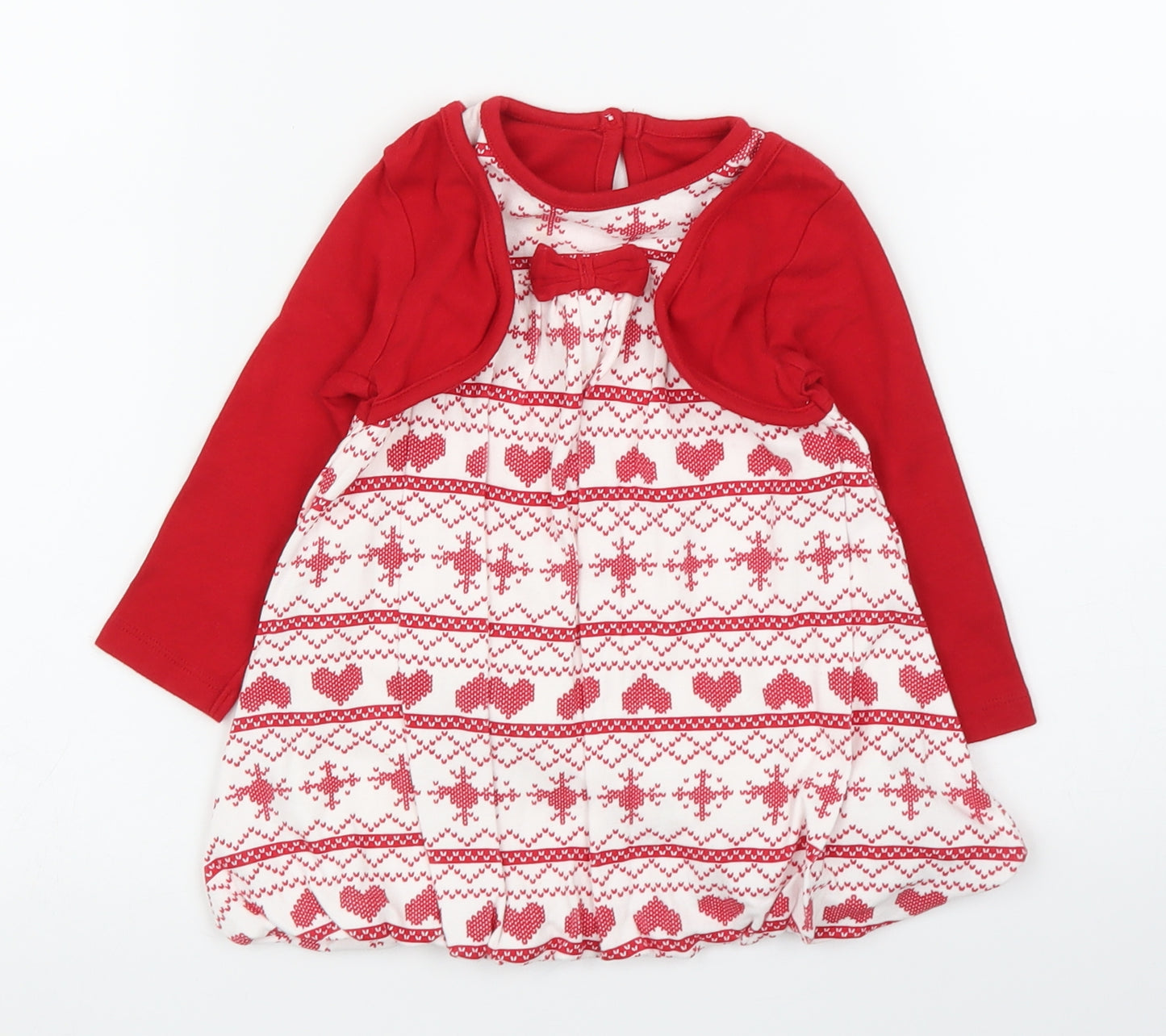 George Girls Red Fair Isle  A-Line  Size 9-12 Months