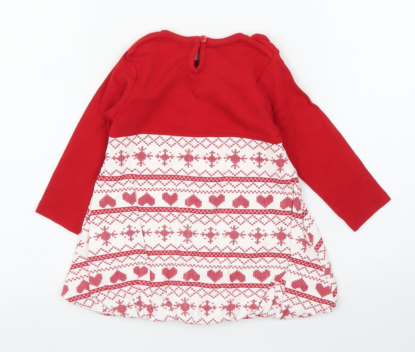 George Girls Red Fair Isle  A-Line  Size 9-12 Months