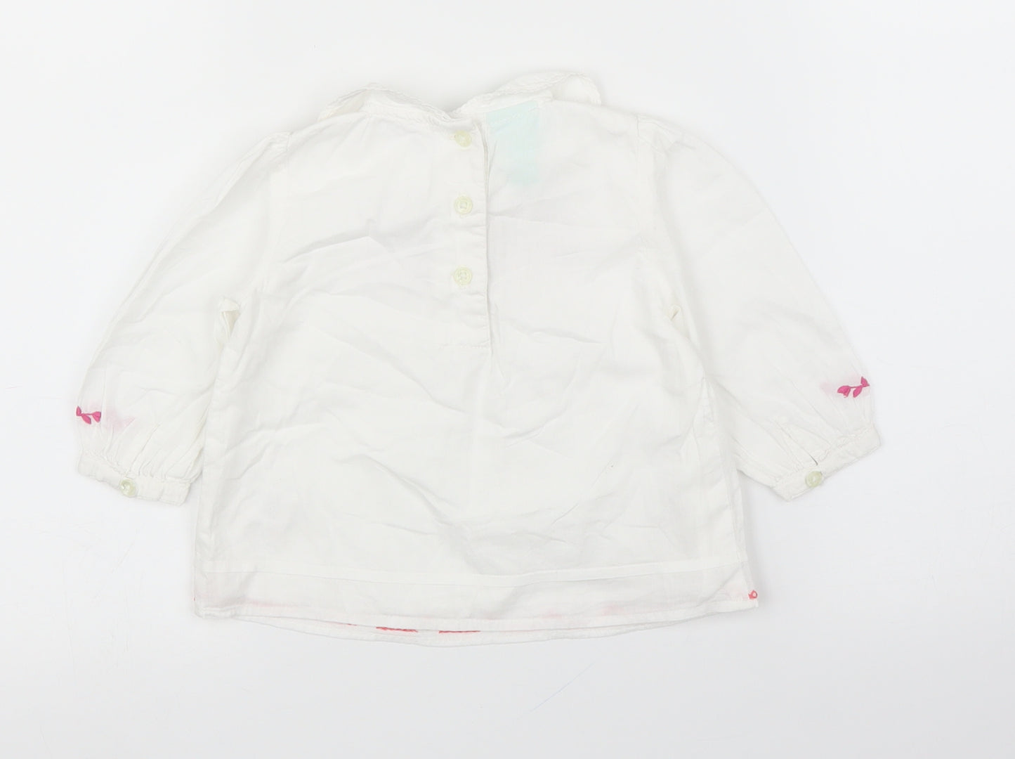 Monsoon Girls White Floral  Basic Blouse Size 9-12 Months
