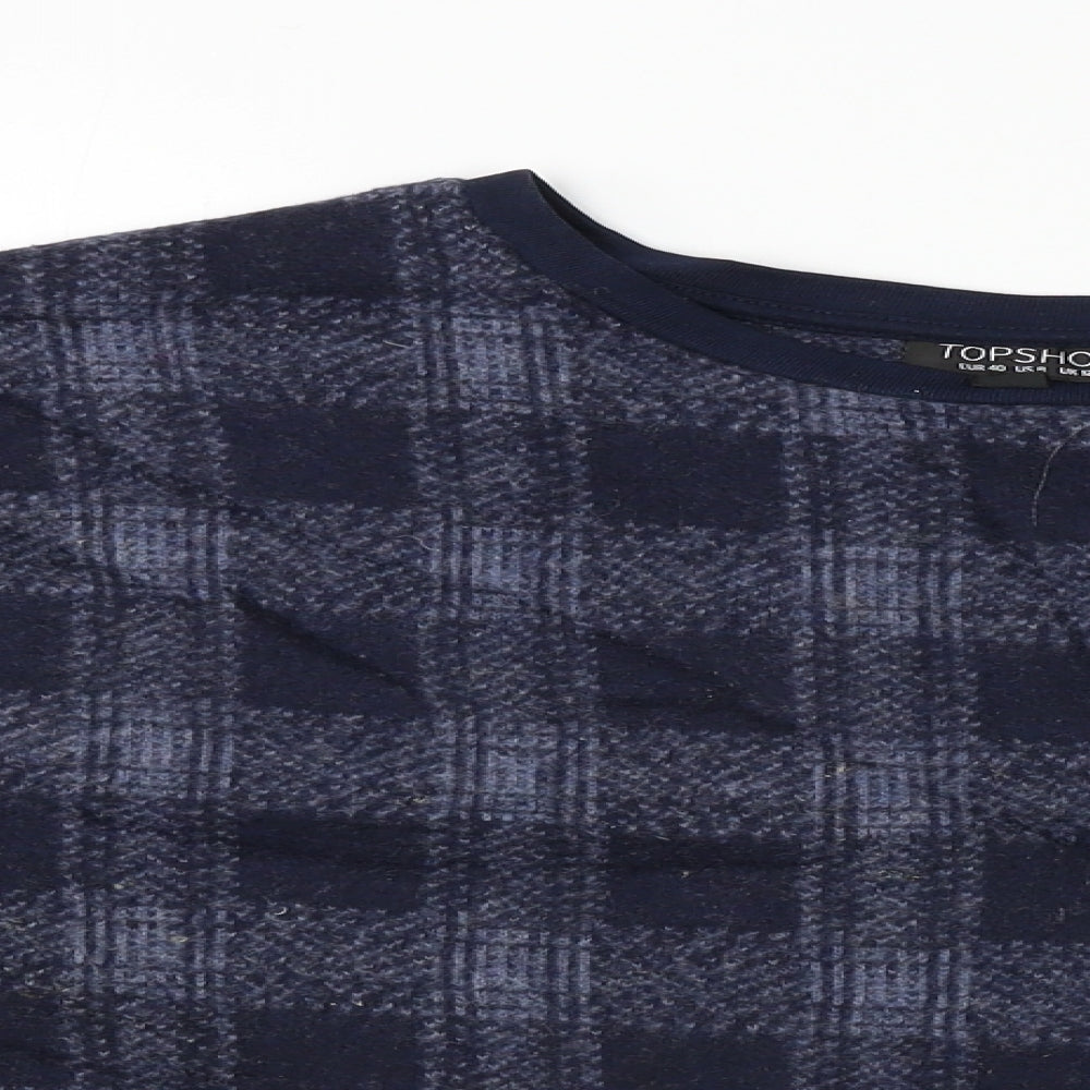 Topshop  Womens Blue Check  Pullover Jumper Size 12