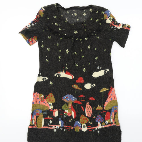 Preworn  Womens Black Geometric  A-Line  Size M