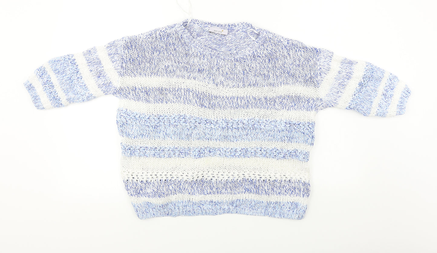 Marks and Spencer  Womens Blue Striped  Pullover Jumper Size 14