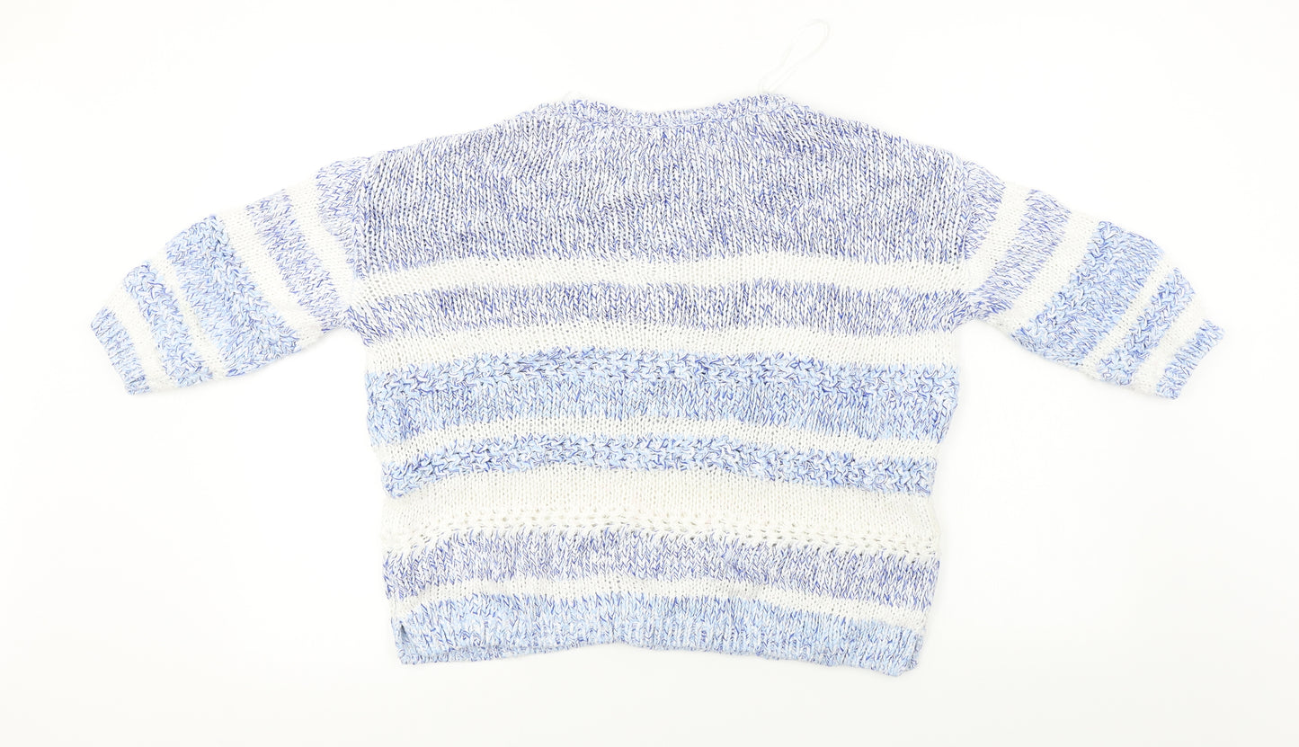 Marks and Spencer  Womens Blue Striped  Pullover Jumper Size 14