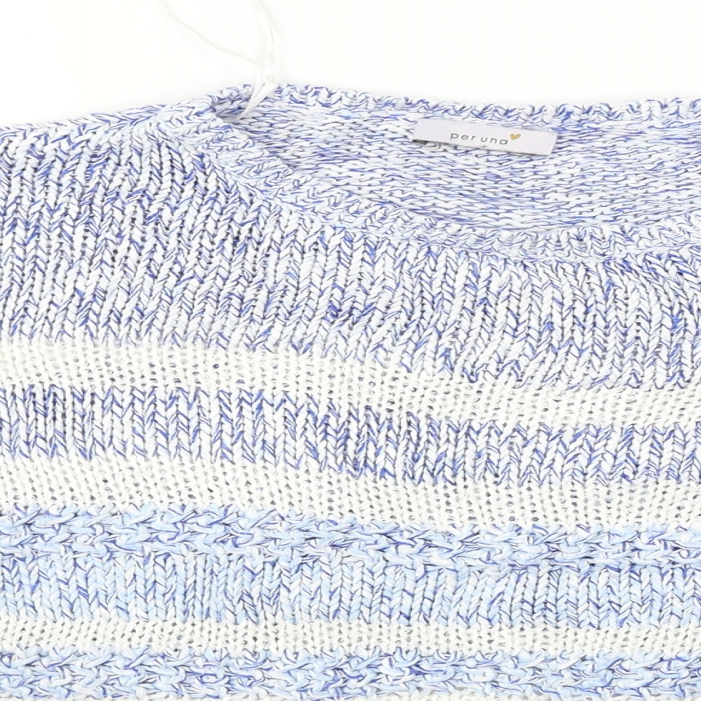 Marks and Spencer  Womens Blue Striped  Pullover Jumper Size 14