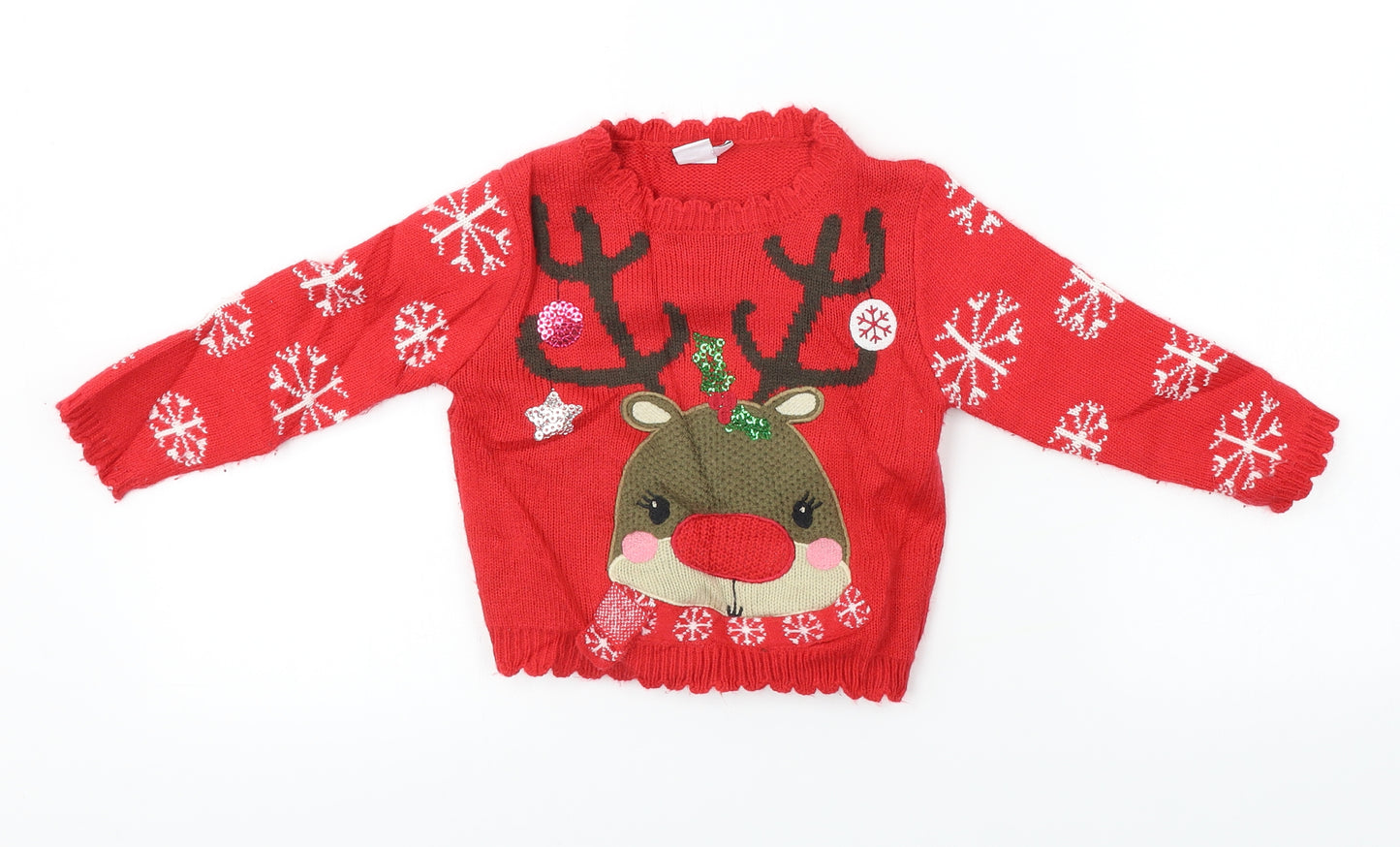 Mini Club Boys Red   Pullover Jumper Size 2 Years  - Christmas Jumper