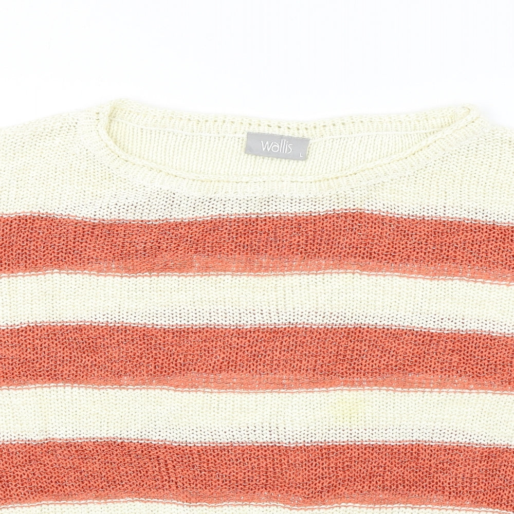 Wallis  Womens Beige Striped  Pullover Jumper Size L