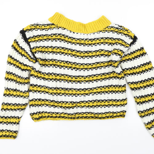 Topshop  Womens White Striped  Pullover Jumper Size 6
