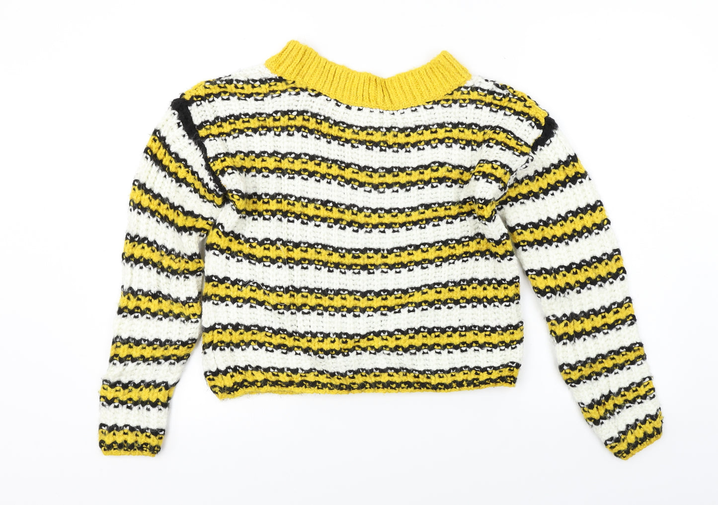 Topshop  Womens White Striped  Pullover Jumper Size 6