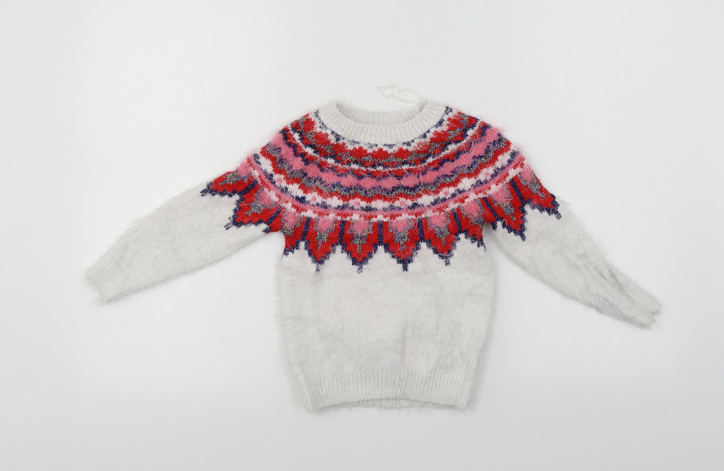 Matalan  Girls White   Pullover Jumper Size 5 Years