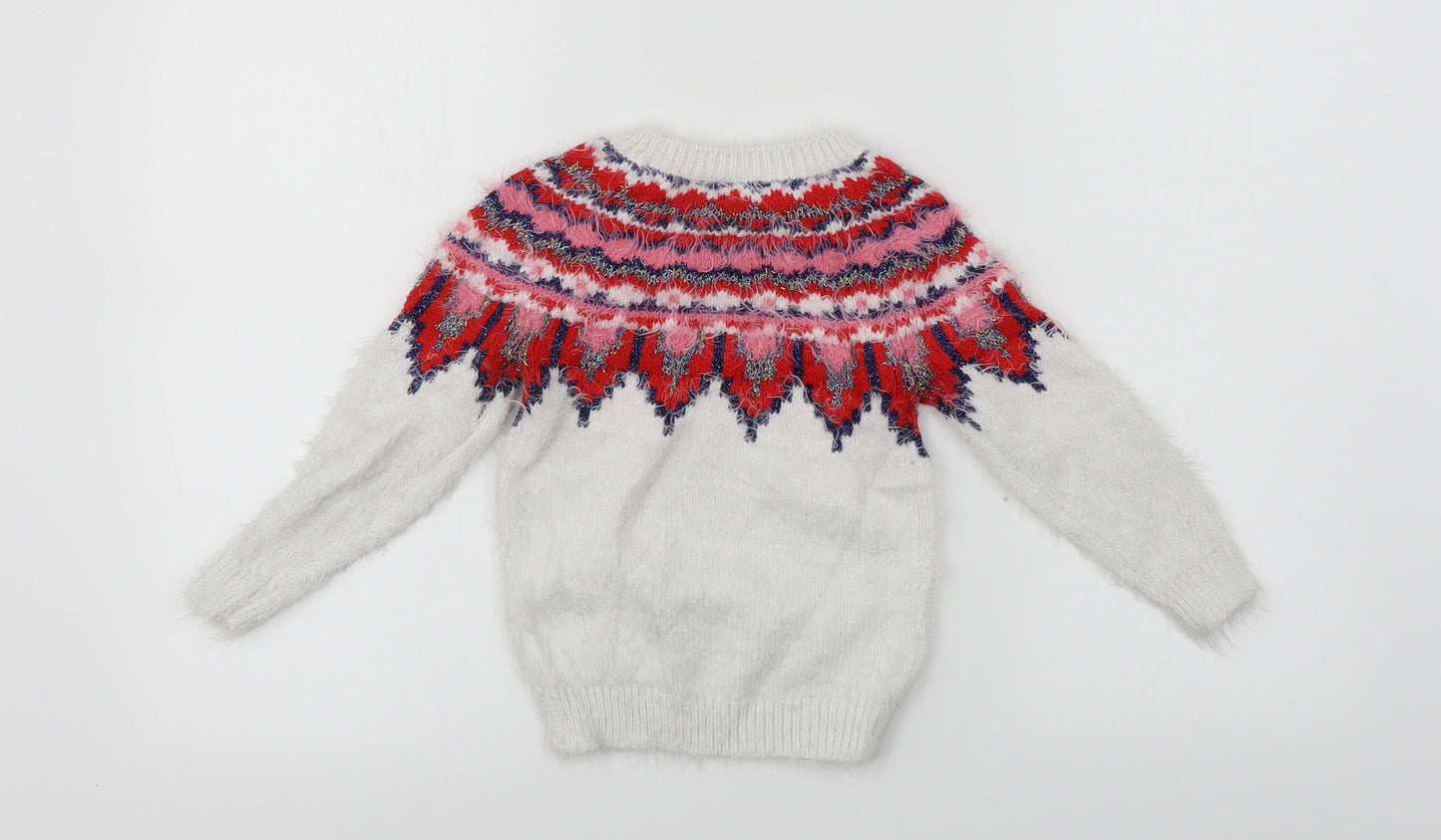 Matalan  Girls White   Pullover Jumper Size 5 Years