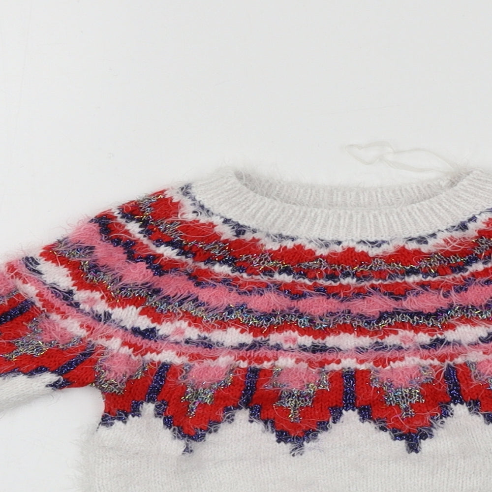 Matalan  Girls White   Pullover Jumper Size 5 Years