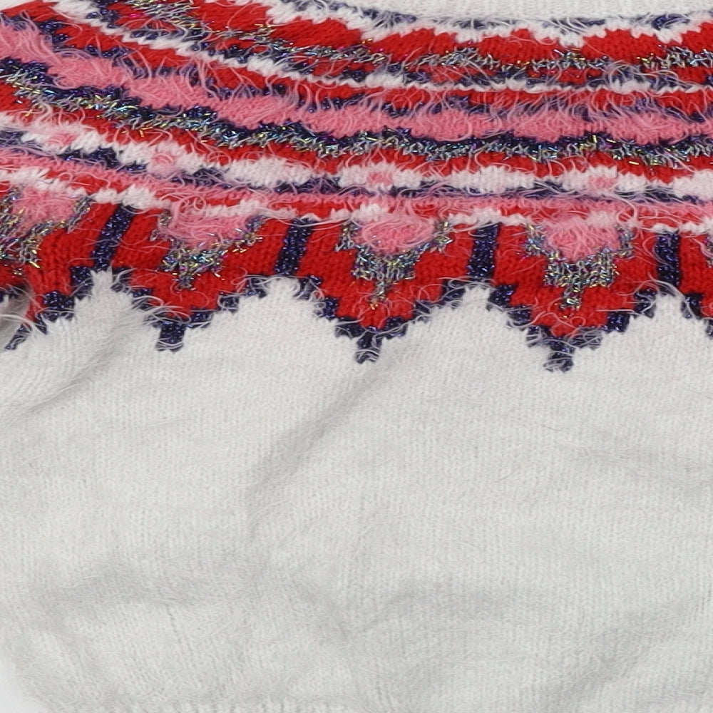 Matalan  Girls White   Pullover Jumper Size 5 Years