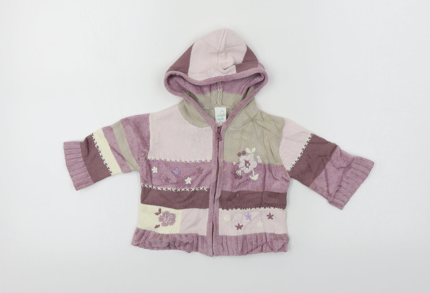 Adams  Girls White Striped  Jacket Coat Size 3-6 Months