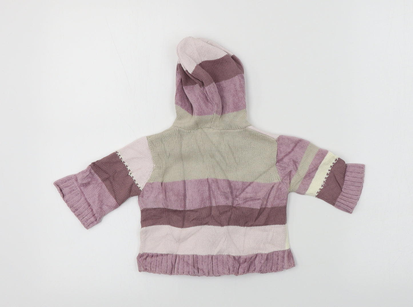 Adams  Girls White Striped  Jacket Coat Size 3-6 Months