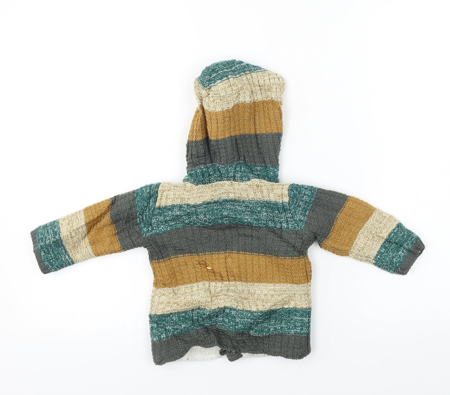 Nutmeg  Boys Green Striped  Jacket Coat Size 9-12 Months