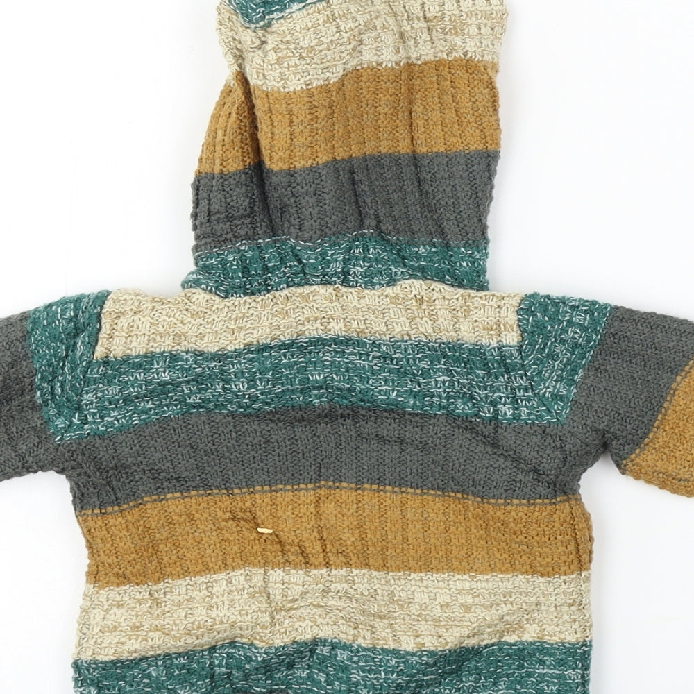 Nutmeg  Boys Green Striped  Jacket Coat Size 9-12 Months