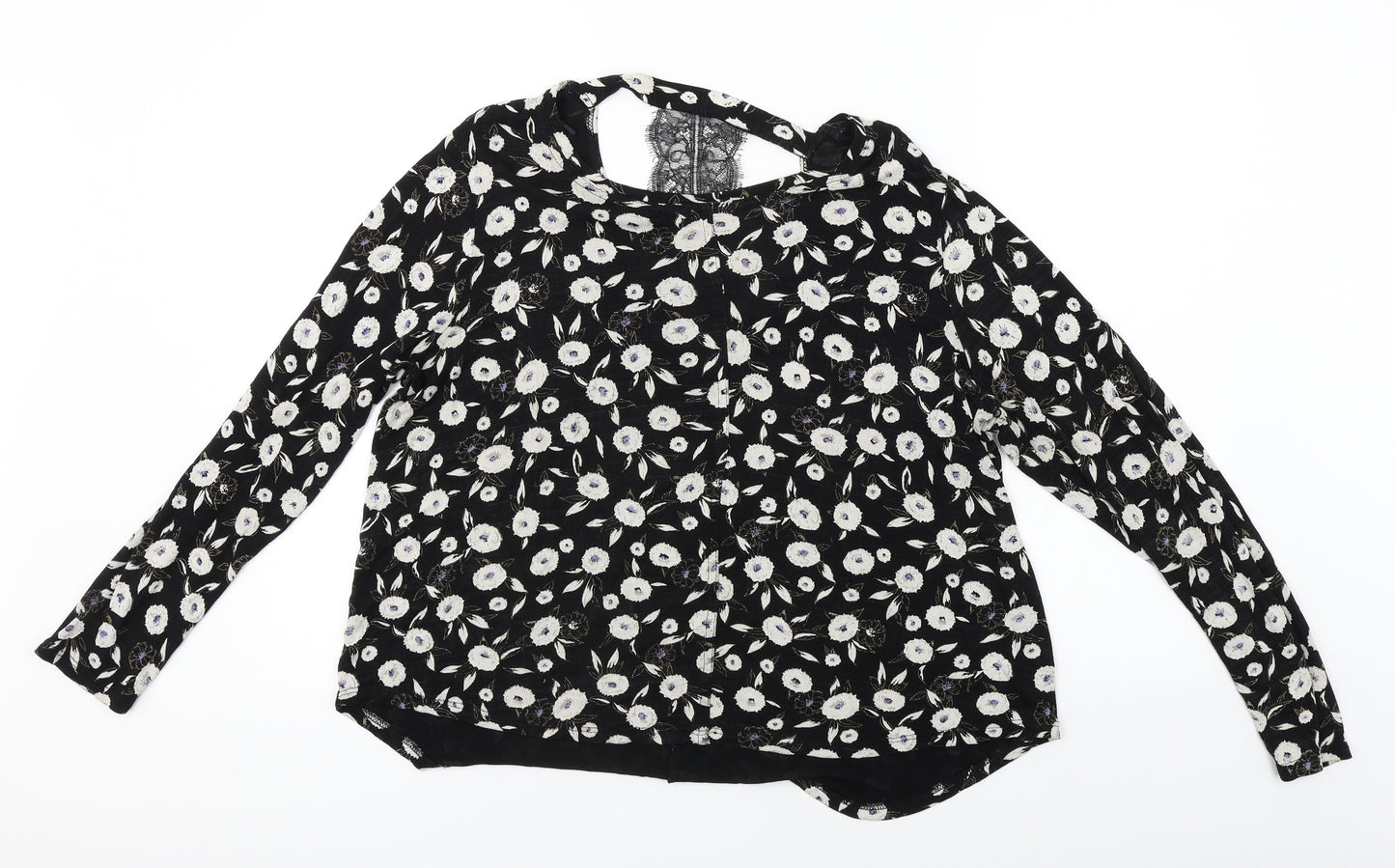 NEXT Womens Black Floral  Pullover Jumper Size 18