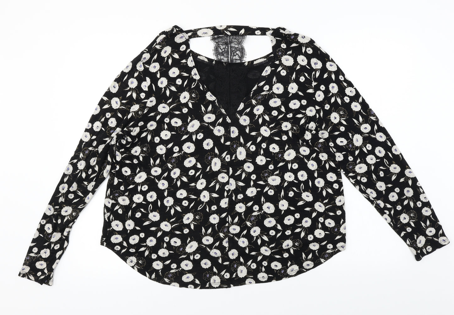 NEXT Womens Black Floral  Pullover Jumper Size 18