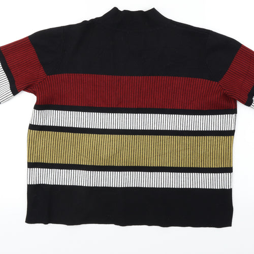 Papaya  Womens Black Striped  Pullover Jumper Size 18