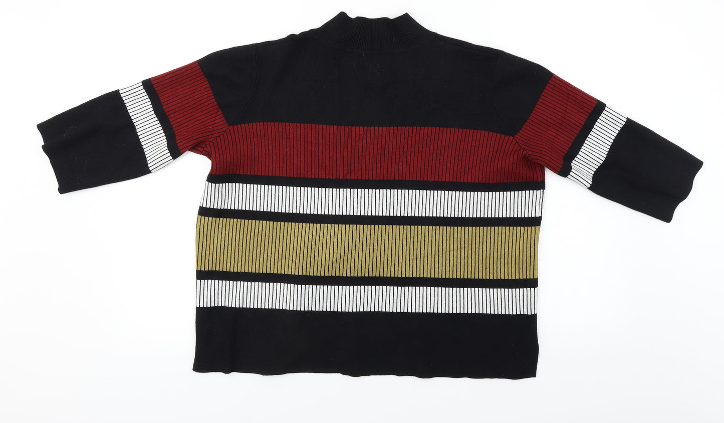 Papaya  Womens Black Striped  Pullover Jumper Size 18