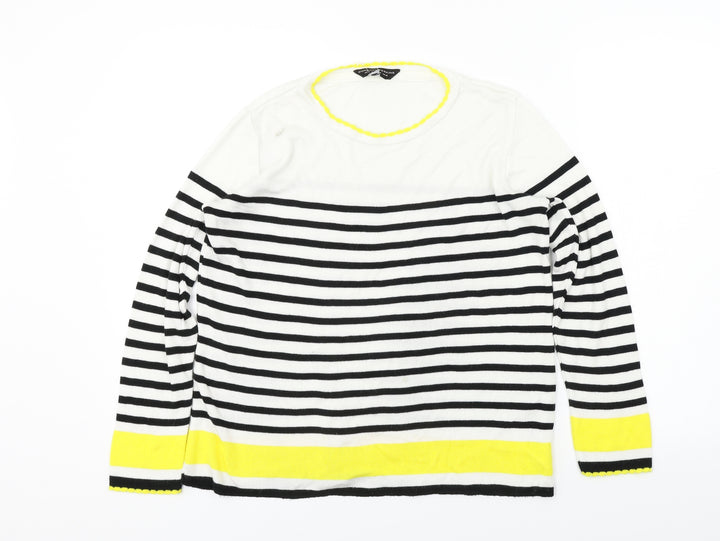Dorothy Perkins Womens White Striped Pullover Jumper Size 10