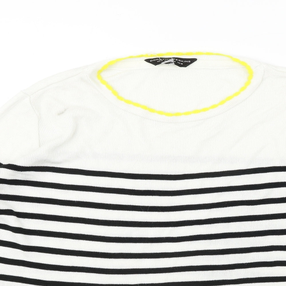 Dorothy Perkins  Womens White Striped  Pullover Jumper Size 10