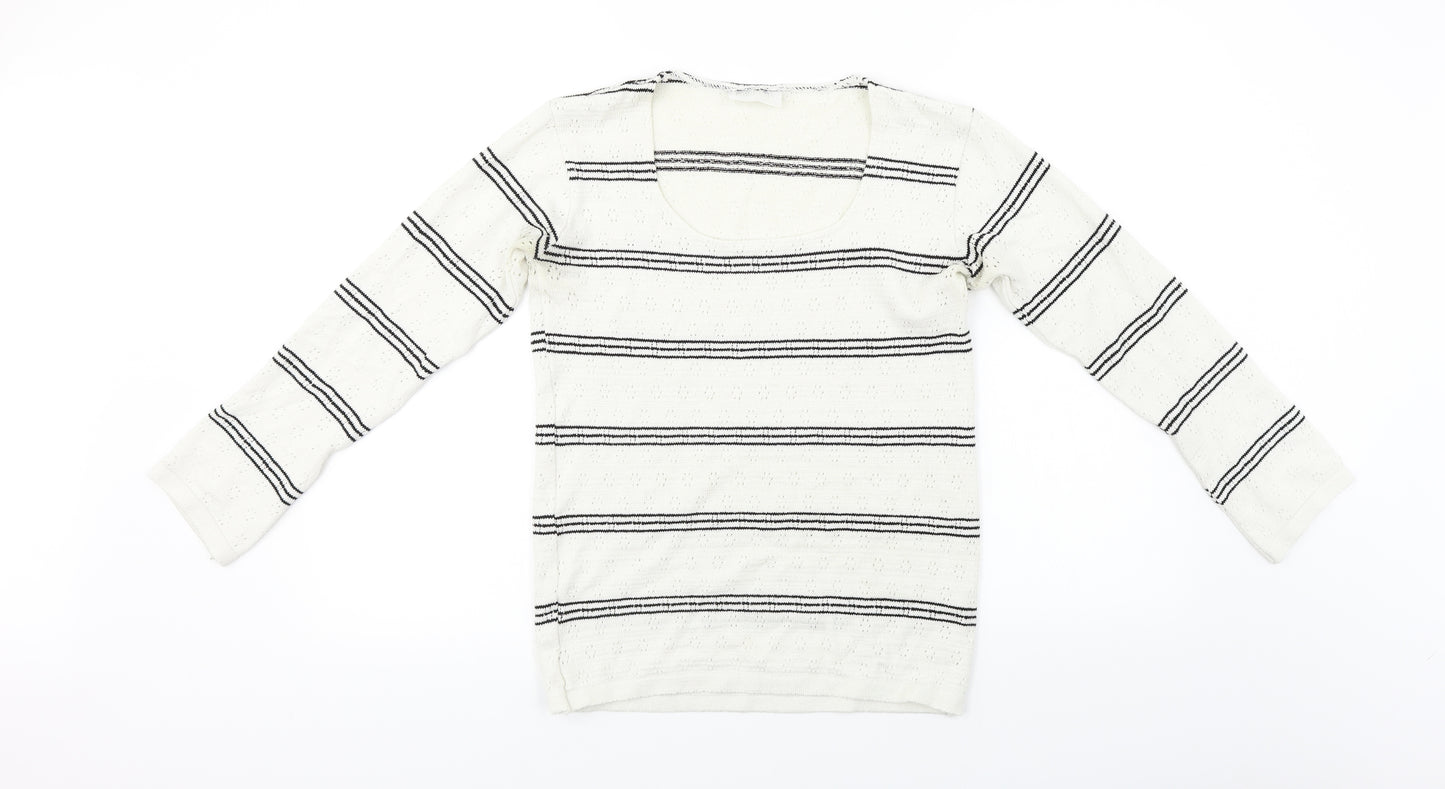 commodity Womens White Striped  Pullover Jumper Size 4