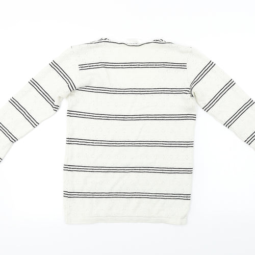commodity Womens White Striped  Pullover Jumper Size 4