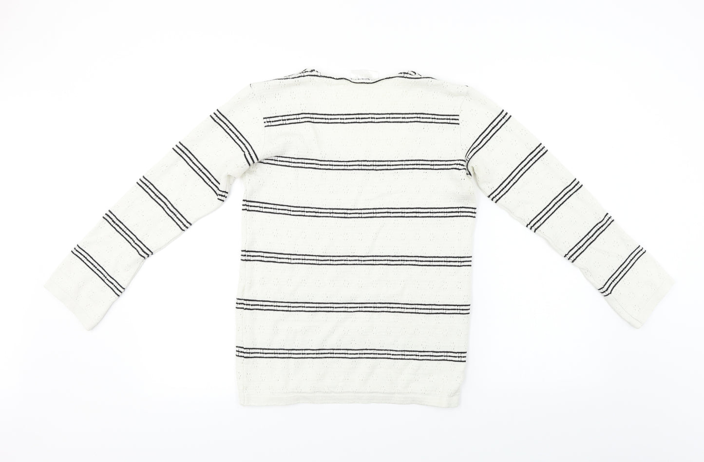 commodity Womens White Striped  Pullover Jumper Size 4