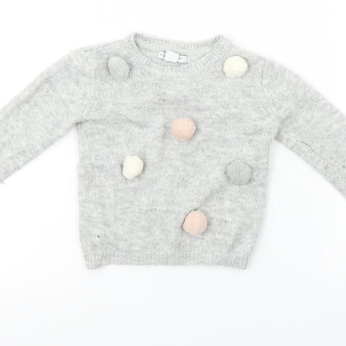 Primark  Girls Grey   Pullover Jumper Size 3-4 Years
