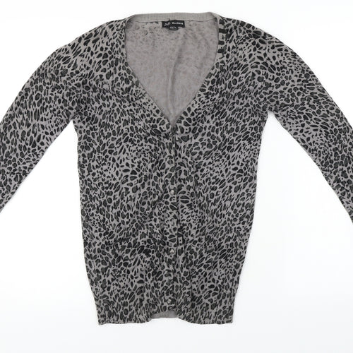 Millenium  Womens Grey Animal Print  Cardigan Jumper Size 10
