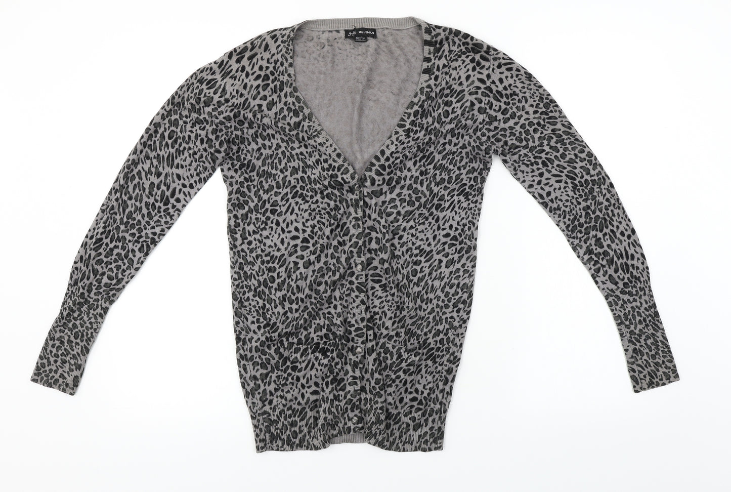 Millenium  Womens Grey Animal Print  Cardigan Jumper Size 10